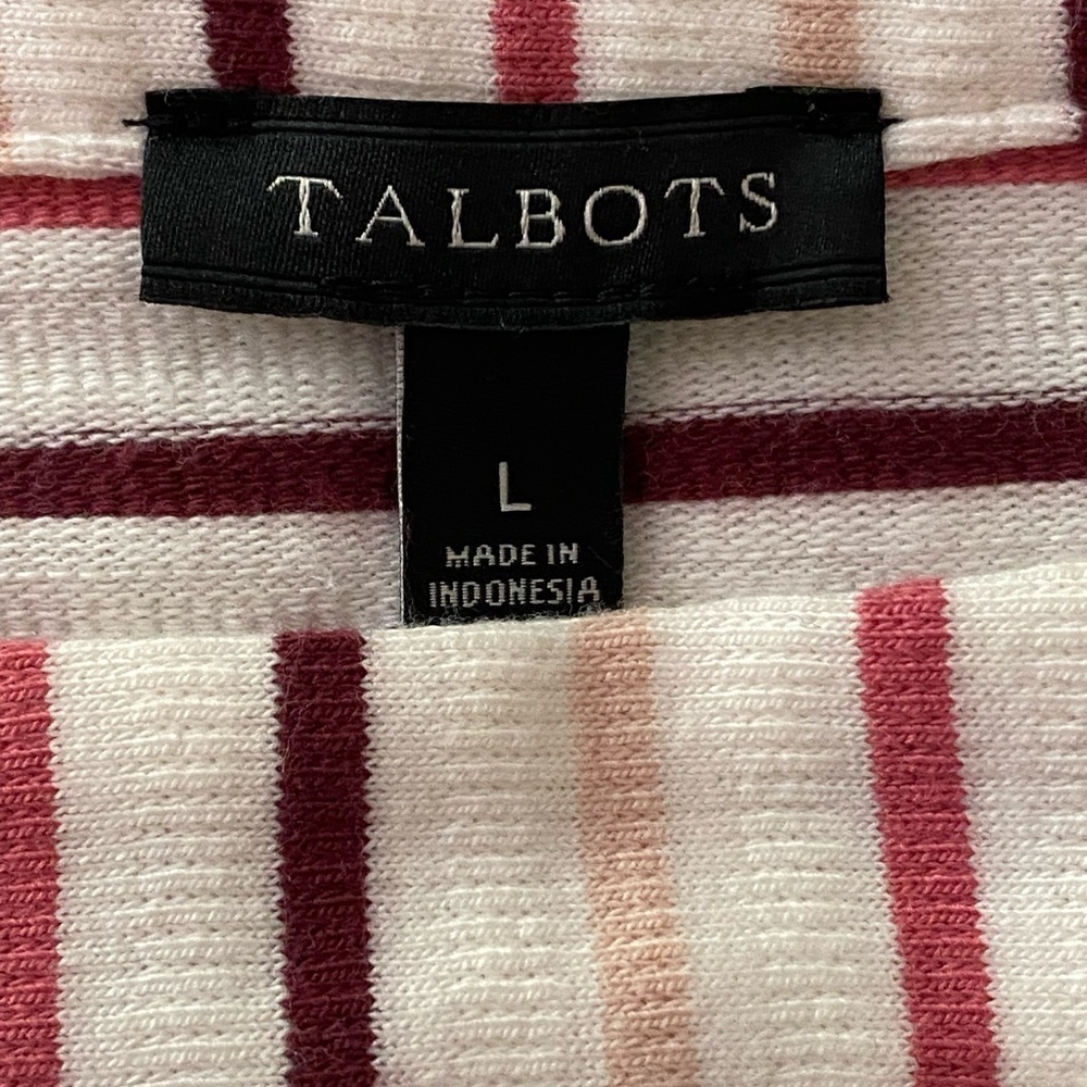 Talbots bateau pullover top. Size Large.  Long sleeves. White with stripes. - Picture 5 of 10
